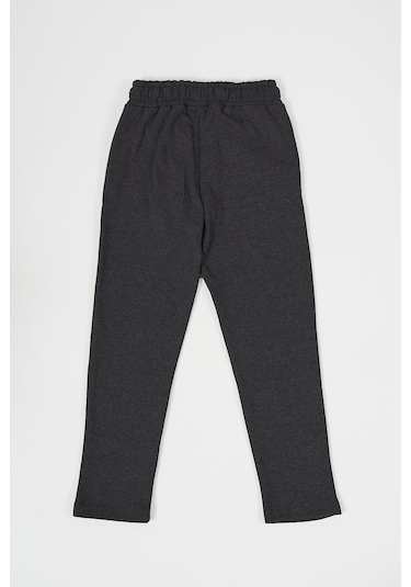 Siyah-antrasit Kalın Pamuklu Beli Lastikli Yan Cepli 2'li Erkek Çocuk Eşofman Altı 001