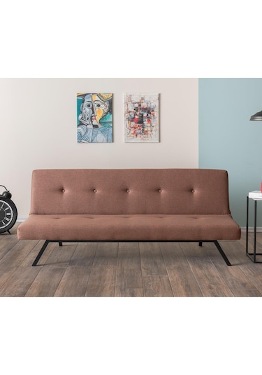 Pafu Zola Üçlü Yataklı Koltuk - Açık Kahve Keten Açık Kahverengi