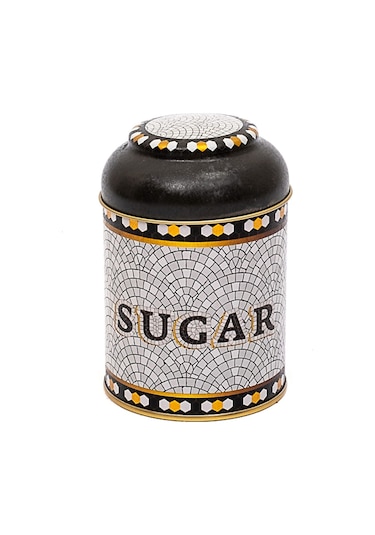 Mosaic Sugar Desenli Yuvarlak Metal Kutu, 9 X 11 Cm, 0.6 Lt
