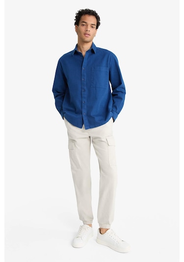 Defacto Regular Fit Beli Bağcıklı Kargo Cepli Jogger Pantolon F4681ax25aubg766 Bej