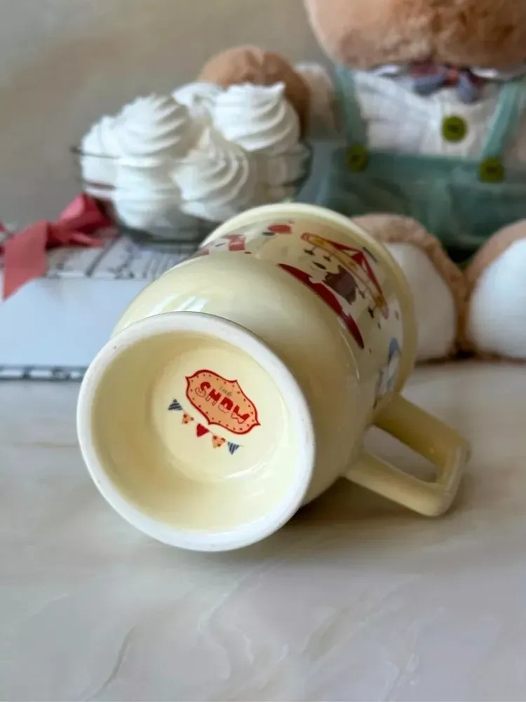 Yaleker Serbestçe Kullanıma Uygun 300 Ml Beyaz Seramik Kupa Ve Kaşık Seti - Ev Ve Ofis Kullanıma İdeal Sarı