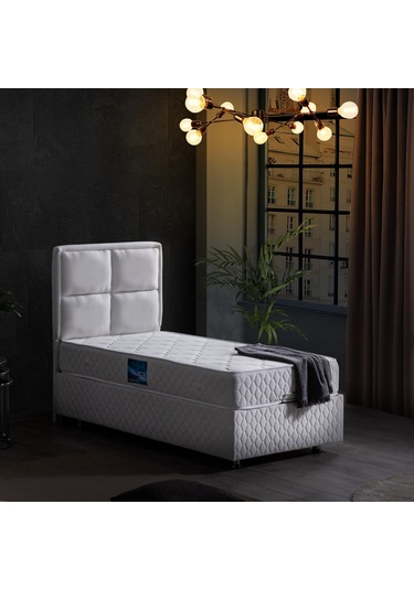 Setaymobilya Baza, Grand Tek Kişilik Beyaz Baza + Başlık+ Orthosoft Yatak