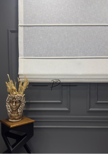 Katlamalı Keten Perde Eko Şantuklu Foldet Keten Ekru Renk Ekru