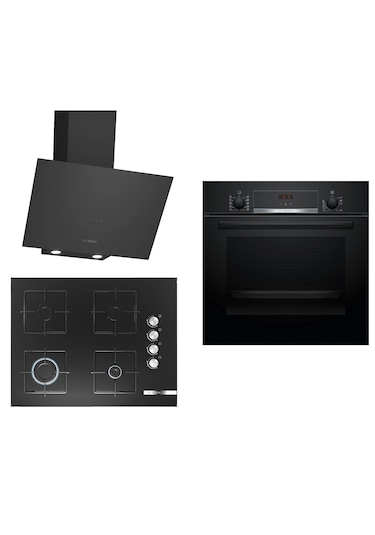 Bosch HBF514BB1T - POP7C6O12O - DWK64PJ60T 3'lü Ankastre Set Siyah 270