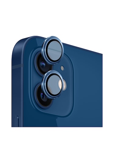 Safeus Safir Temperli Kamera Lens Koruyucu Apple Uyumlu iPhone 12 Ve Mini İle Mavi