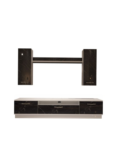 Decoraktiv Trendstyle 5d Mdf Tv Ünitesi Tv Sehpası Beyaz - Siyah Mermer