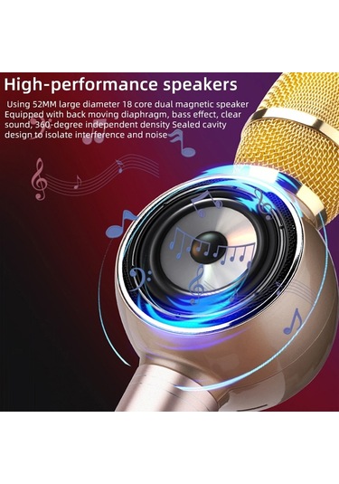 K2 Bluetooth 5.0 Karaoke Canlı Renkli Işıklar Kablosuz Bluetooth Mikrofon