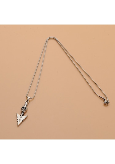 Kuru Kafalı Ok Ucu Erkek Kolye Çelik Takı Aksesuar K24 T5 Çelik