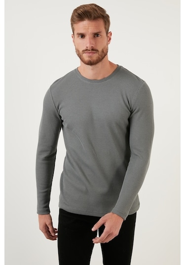 Buratti Pamuklu Bisiklet Yaka Slim Fit Basic Erkek Sweat 5905073 Açık Haki