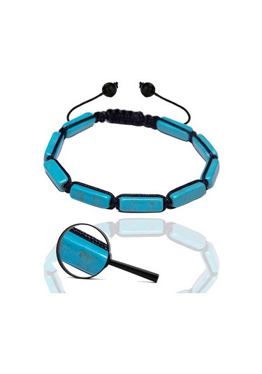 Sertifikalı Dikdörtgen Firuze - Turkuaz Taşı Bileklik Çok Renkli