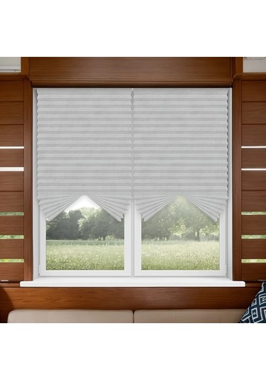 Elmpaly Yarım Gölge Basit Fon Perdesi Güneşlik Işık Koruması Ofis Yatak Odası Gri M 60x180 Cm Açık Gri