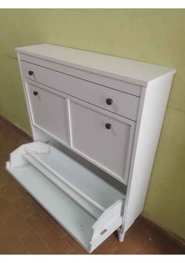 Düşer Kapak Ayakkabılık Beyaz