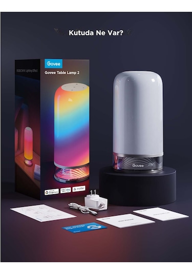 Govee Masa Lambası 2 RGBICWW H60223D1 Matter Alexa Google Asst. Destekli Yarı Şeffaf