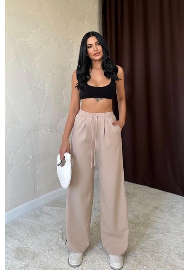 Sensuelle Bej Yanları Şeritli Pantolon Bej