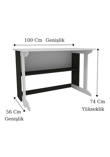Reyo Home Enda Pillar Kütüphaneli Çalışma Masası 100x56cm Beyaz - Antrasit