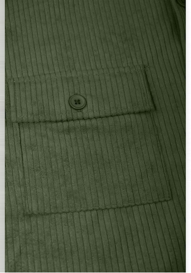 Deepsea Yeşil Cepli Likralı Kadife Kumaş Rahat Kesim Erkek Gömlek Yumuşak Dokulu, Şık Tasarım Gömlek 2600759 Yeşil
