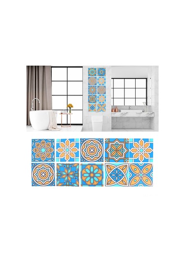 Shineyee 10 Adet Pvc Kendine Yapışkan Siyah Beyaz Mosaik Dekoratif Duvar/floor Sticker - Suya Dayanıklı, Kırıcıya Dayanıklı, 15x15cm - Nordic Geometrik Desen Diğer