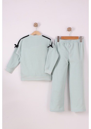 Monox Kız Çocuk Kurdale Detaylı Fitilli Polar Takım Yeşil