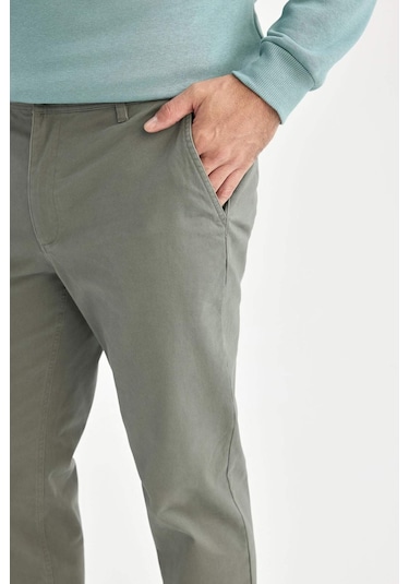 DeFacto Regular Fit Normal Kesim Yazlık Düz Paça Chino Kanvas Pantolon D7349AX25SPKH398