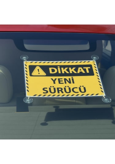 Sarı Siyah Renk Dikkat Yeni Sürücü Yazılı Araba Cam Oto Aksesuar