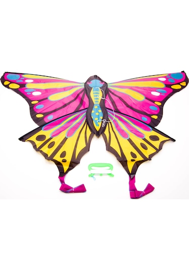 Tek İpli Uçurtma Çocuk Statik Uçurtmauçurtma 127 X 66 Cm Kelebek Pembe / Sarı Orao Meridyendukkan