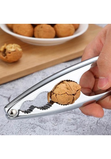 Fındıkkıran Zahmetsizce Çatlak Fındık Ergonomik Saplı Paslanmaya Dayanıklı Dişli Klip Toka Kaymaz Paslanmaz Çelik Ceviz Kraker Aracı Gümüş