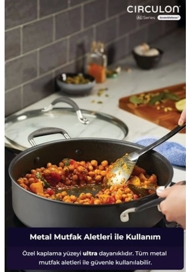 Circulon 28 Cm Kapaklı Sığ Tencere Çok Renkli