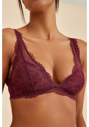 Roma Bordo Balensiz Dantelli Üçgen Bralet Sütyen Külot Takım bordo