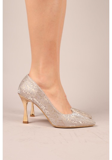 Sıde Dokulu Stiletto Gold-8340 Gold