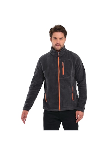 Genius Store Erkek Tam Fermuarlı 3 Cepli Outdoor Polar Ceket Tactical Flecee Polar Füme