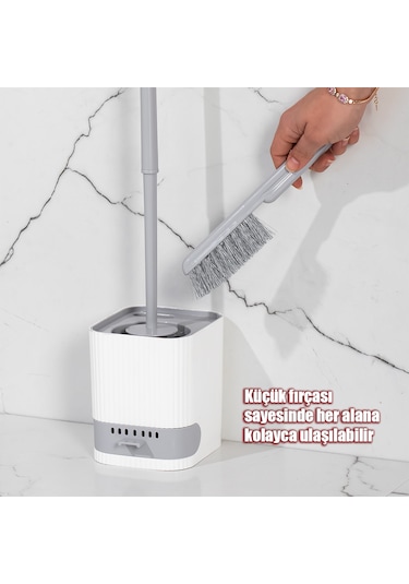 Porsima 2026 Pratik Tuvalet Fırçalığı Banyo Tuvalet Fırçası Gri B
