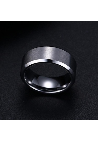 8mm Titanyum Çelik Bant Düğün Nişan Takıları Siyah Erkek Yüzüğü Moda Parti Yüzüğü Takı Ave Gümüş