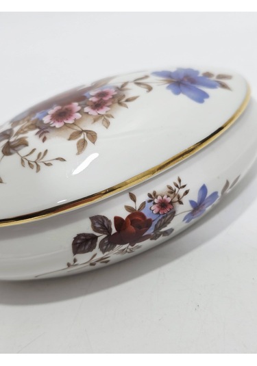 Limoges Çiçek Figürlü Porselen Kapaklı Kutu