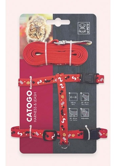 M-pets Catogo Kedi Göğüs Tasması Seti Kırmızı 90-170 Cm 244-58013.01