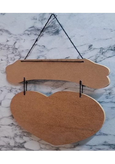 Hobi Adn Dekoratif Kapı Süsü Kalpli Model Ahşap Mdf Ham Cnc Kesim El Yapım Ahşap