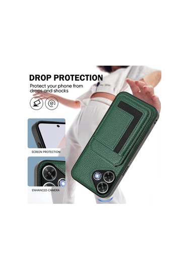 Redmi Note 13r / 13 4g / 13 5g Cx01 Çıkarılabilir Magsafe Manyetik Kart Çantası Telefon Kılıfı Tavuskuşu Yeşili