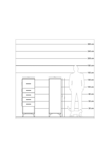 Kronos Dolap 5 Çekmeceli 44x59x134 Çam-çam Çam