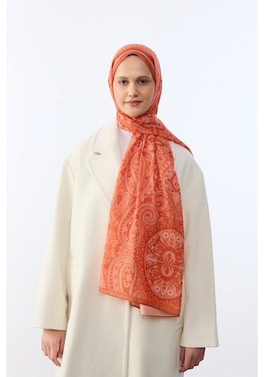Mirsoy Scarf Mirayze Etnik Desen Şal Turuncu