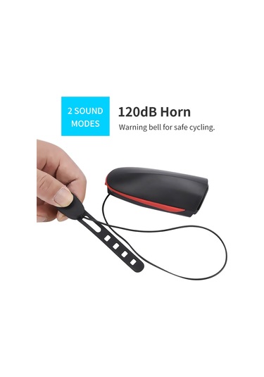 Ranyeek Usb Şarjlı Bisiklet Ön Farı Ve Korna Seti - Gece Sürüşü İçin Su Geçirmez, Yüksek Parlaklık, 3 Işık Modu, 120db Sesli Uyarı Siyah