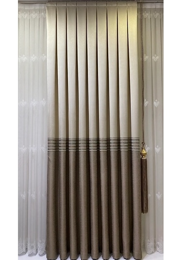 Takım Fon Perde Krem-cappuccino 2 Kanat Fon+aksesuar Krem