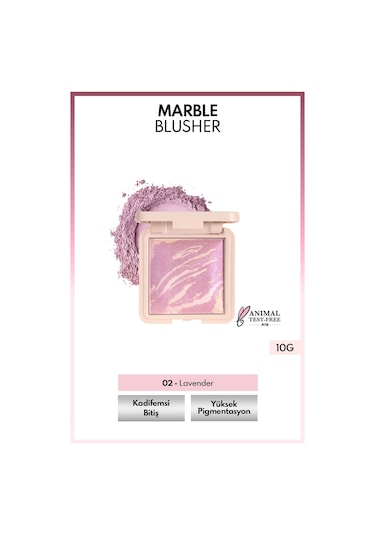 Note Cosmetique Marble Baked Blusher Fırınlanmış Allık & Aydınlatıcı - 02 Lavender