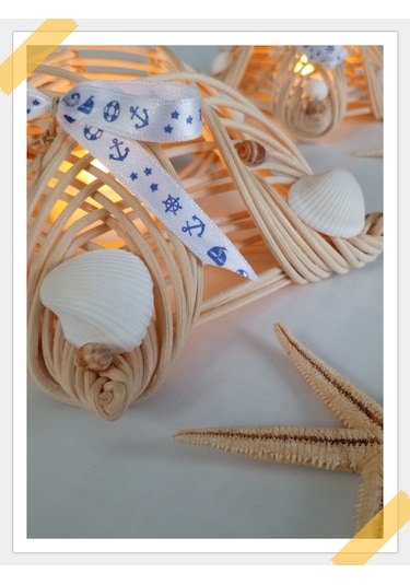 Yıldız Marin Mumluk Bambu 3'lü Set Tealight Bej