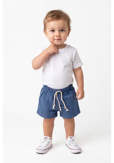 MiaBaby Bebek Müslin Şort Indigo