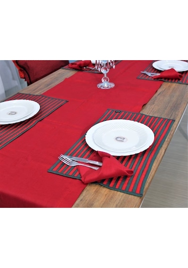 40x150 Kırmızı Runner Yılbaşı Masa Runner Pamuk İnce Kumaş