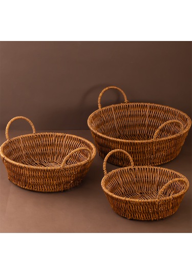 Porsima 304c 3 Lü Düzenleyici Hasır Sepet Seti Ekmeklik Sepet