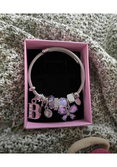 Bhs Life Kadın Charmlı Çelik Bileklik Kelebek Figürlü / Harf Charm Hediye Çelik