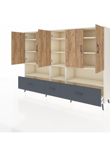 Hyperion Dolap 12 Raflı 3 Çekmeceli 5 Kapaklı 220x44x163 Aytaşı-ç Aytaşı-çam/antrasit