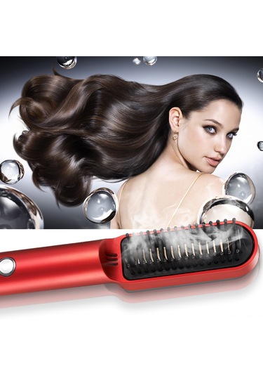 Yifomall Şarj Edilebilir Kablosuz Saç Düzleştirici Fırça - Seyahat Dostu Seramik Isıtmalı