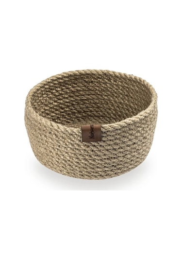 Naturalove Dekoratif Jüt Sepet - Yuvarlak / Orta Boy Kahverengi