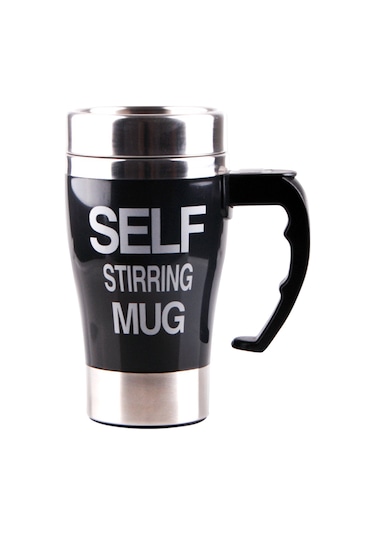 Ranyeek 350ml Otomatik Karıştırıcı Bardak: Çelik Paslanmaz, Kahve-protein İçecekleri İçin Taşınabilir, Basit Tuş Kontrolü Siyah